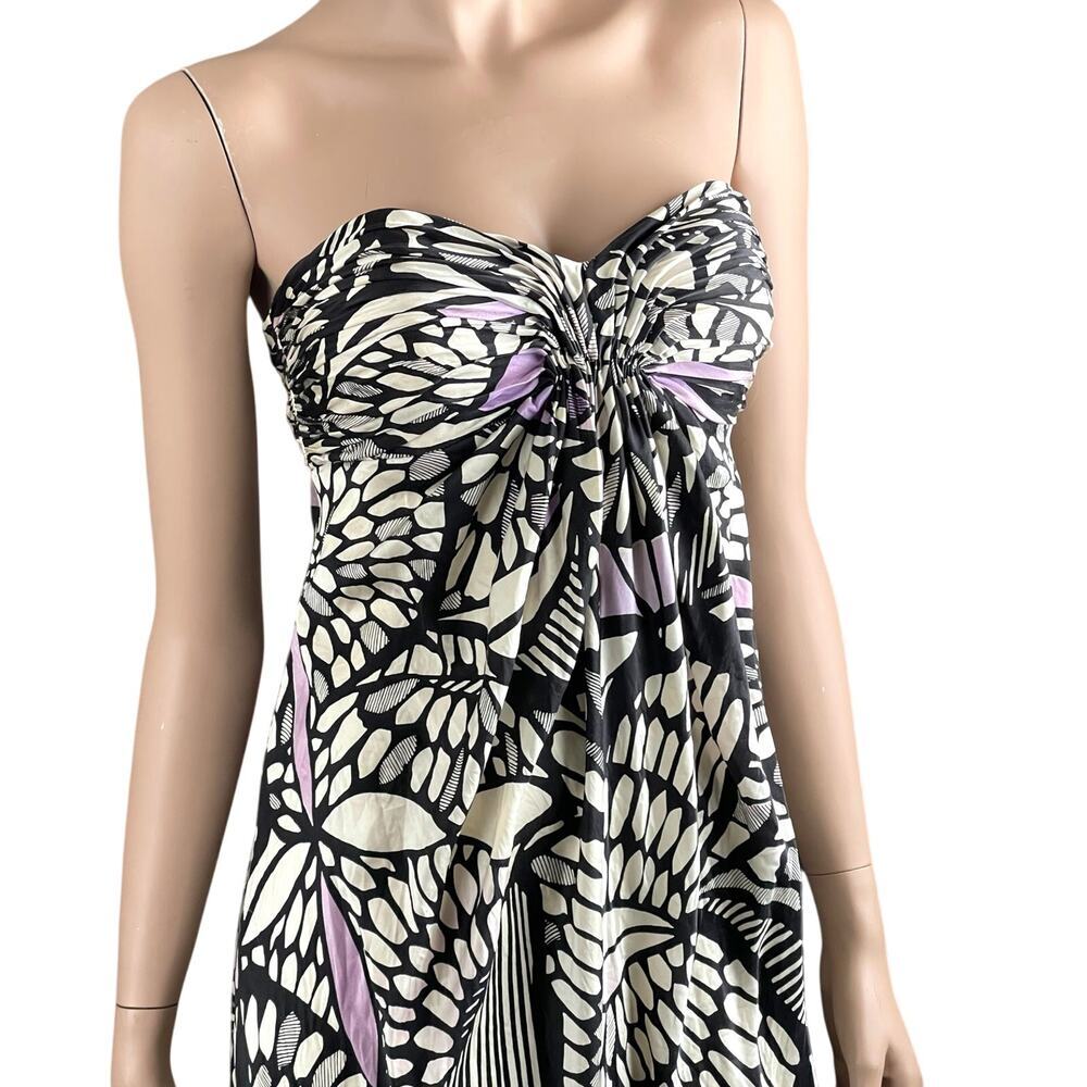 Laundry by Shelli Segal Butterfly Silk Maxi Dress Size 6 Strapless Black White - Picture 5 of 8